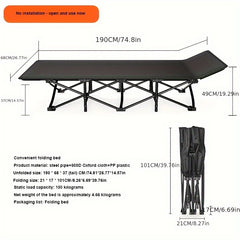 Portable Folding Bed with Carry Bag, Outdoor Camping Bed, Office Nap, Picnic