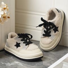 Casual Star Decor Lace Up Skateboard Shoes For Girls