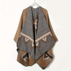 Vintage Geometric Jacquard Large Shawl Cashmere Wrap