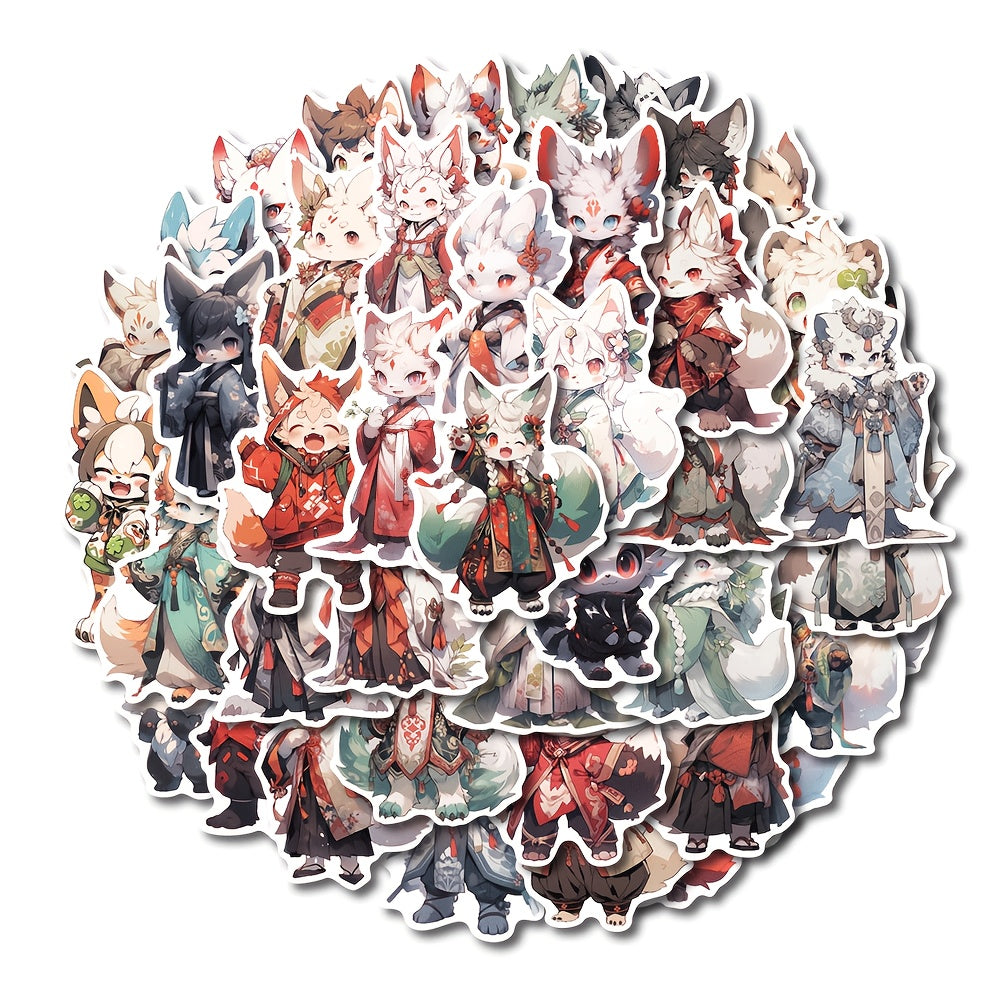 53pcs Fox Animals Stickers Pack For Kids Laptop Luggage Notebook