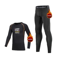 2Pcs Toddler Fleece Compression Sets Letter Print Crew Neck Long Sleeve
