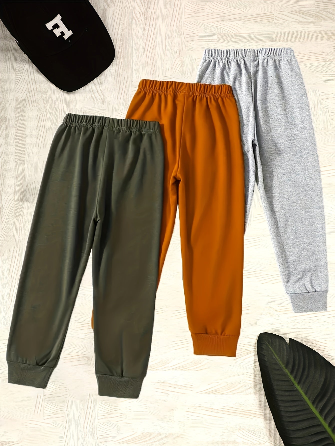 3pcs Boy's Comfy Jogger Pants for Fall Winter Outdoor