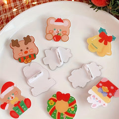 11pcs Christmas Rabbit Bear Brooch for Boys