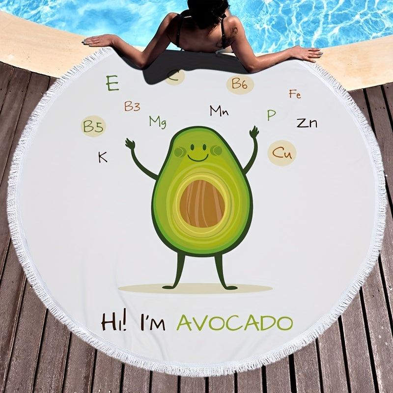 Avocado Pattern Round Beach Towel Quick Drying Soft Absorbent Beach Towel