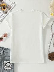 Women's Casual Letter Printed Short Sleeved Loose Fitting T shirt