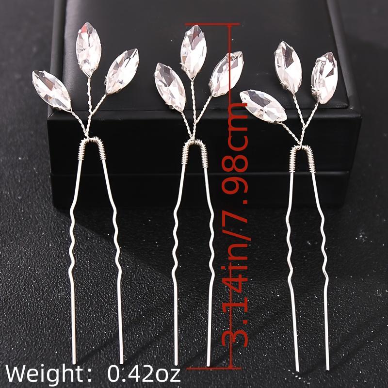 3pcs Silver Rhinestone Hair Pins Wedding Bridal Headpiece Hair Jewelry