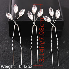 3pcs Silver Rhinestone Hair Pins Wedding Bridal Headpiece Hair Jewelry