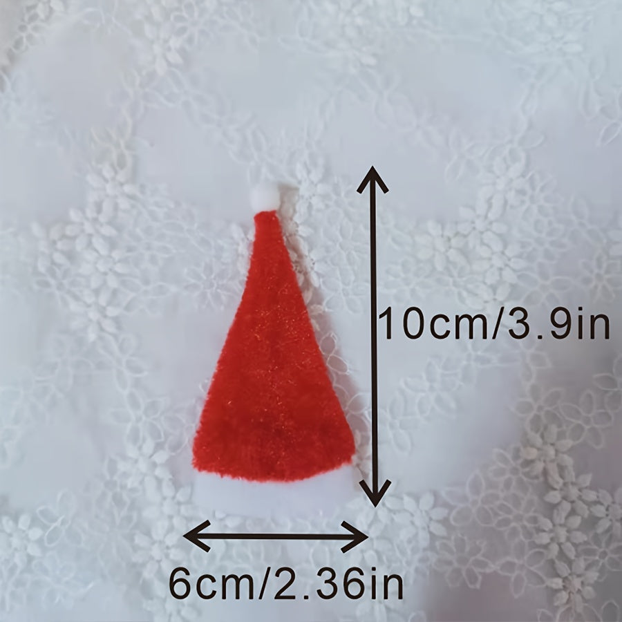 10pcs Mini Christmas Hats 2.36in Wide 3.9in High Red Wine Party Decorations
