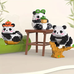 Giant Panda Flower Building Blocks Puzzle Toy Ornament