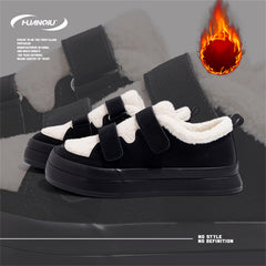 HUANQIU Women's Winter Skate Shoes Plush Inner Non slip Platform Sneakers