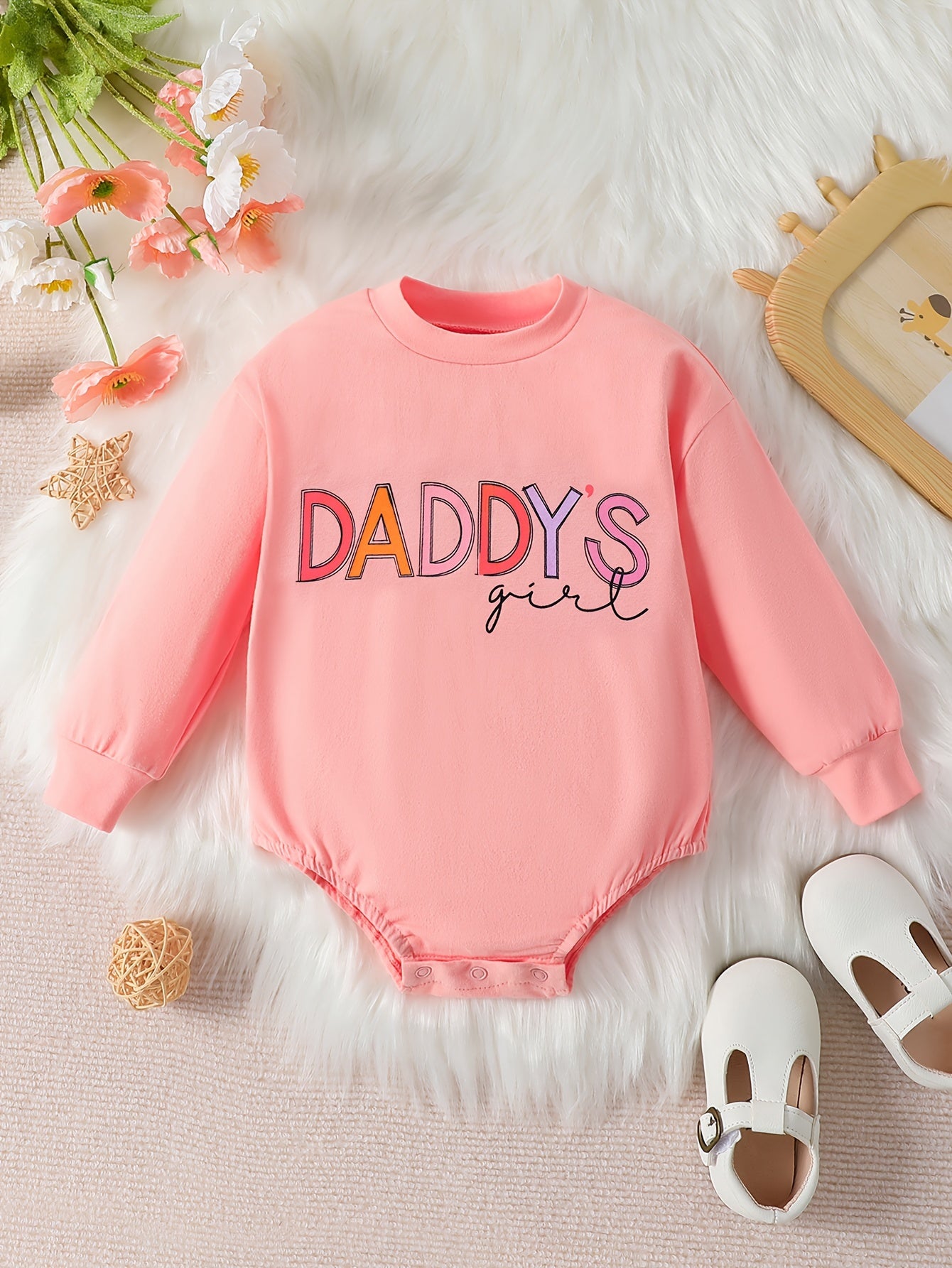 Daddy's Girl Triangle Romper Long Sleeve Cotton Baby Onesie Bodysuit