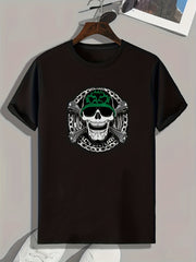 Skull Print Men's Graphic T-shirt for Summer