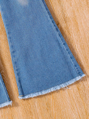 Girls Bell Bottom Ripped Jeans Spring Autumn