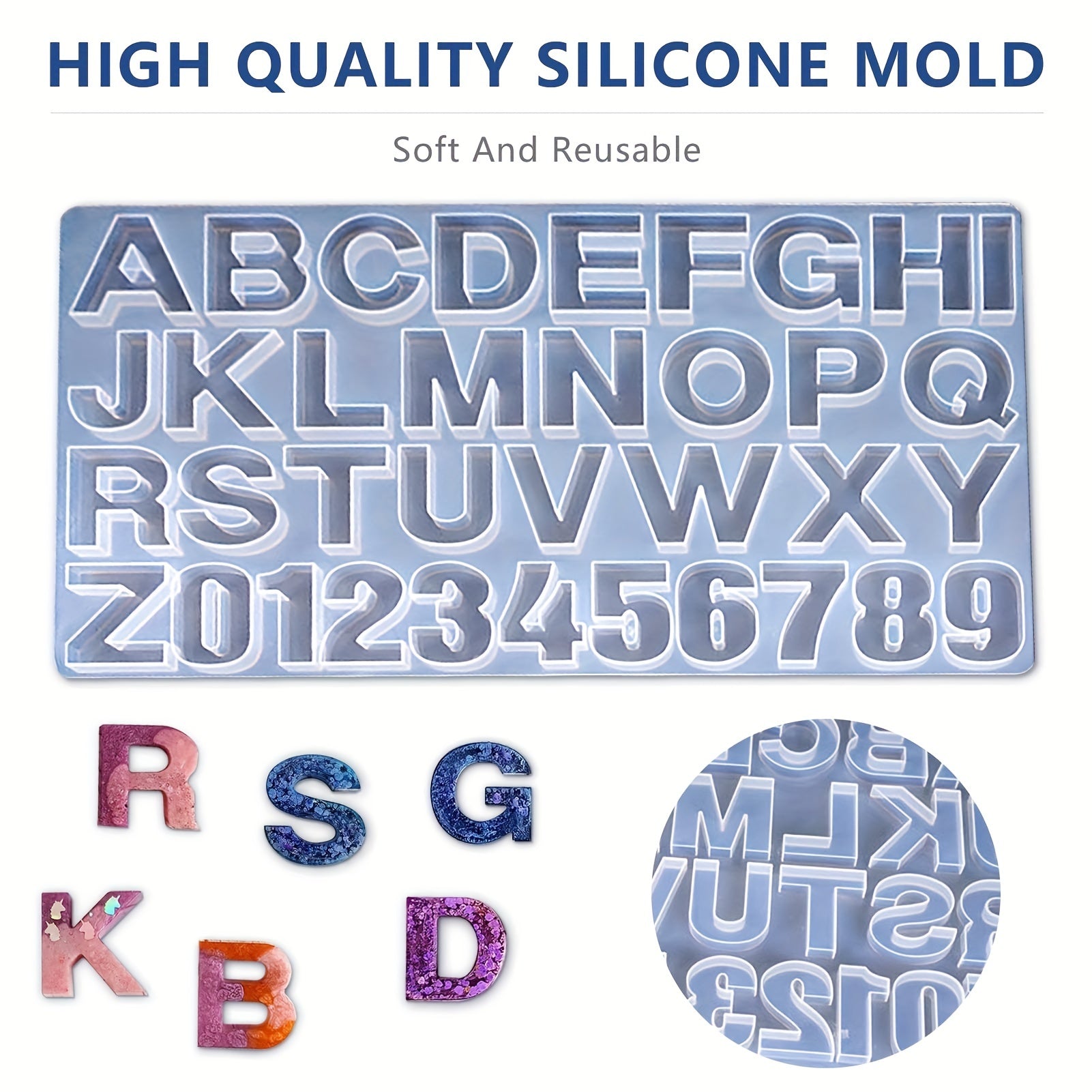 DIY Letters Mold Alphabet Number Silicone Molds Jewelry Keychain Casting Mold