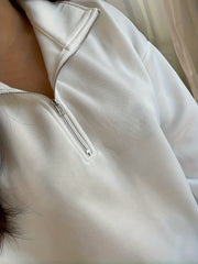 Solid Quarter Zip Sweatshirt Casual Long Sleeve Sweatshirt for Women
