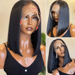 13X4 Bob Wig 180 Density Human Hair Lace Front Wig Bone Straight Glueless Wig