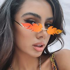 Vintage Rimless Fire Flame Sunglasses for Women