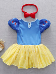 Baby Girl's Bowtie Tulle Tutu Mesh Puff Sleeve Princess Dress