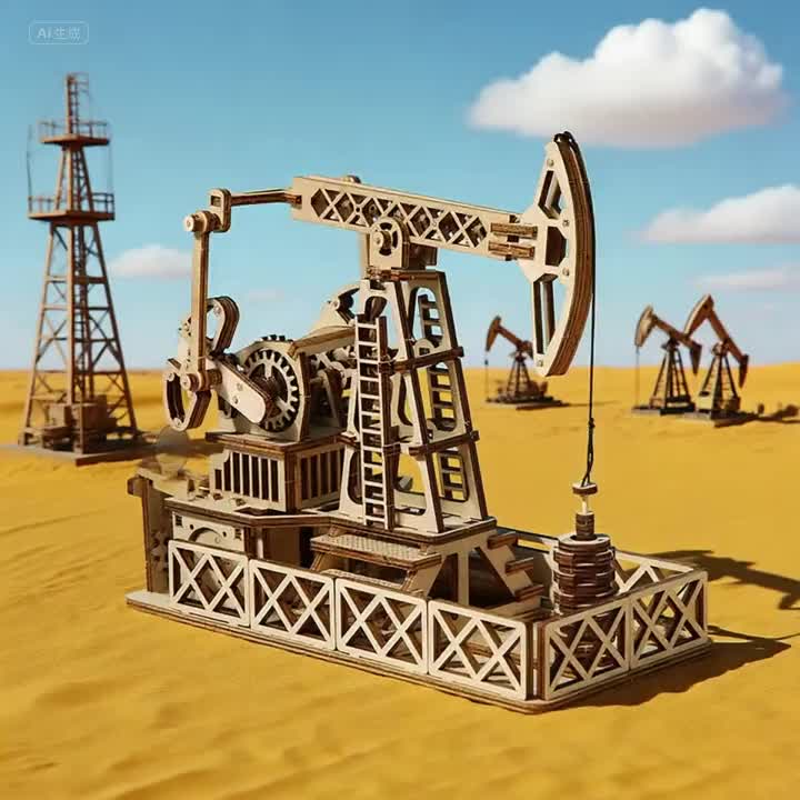 3D Wooden Well Model Puzzle DIY Mechanical Moving Parts