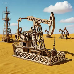 3D Wooden Well Model Puzzle DIY Mechanical Moving Parts