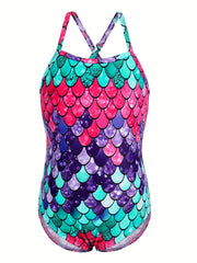 Toddler Girls Rainbow Stripes And Stars Graphic Swimsuit
