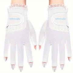 Women's Half Finger Golf Gloves Soft PU Leather Breathable Extra Grip Sport