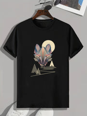 Fox Pattern Print Men's Sports T-shirt Graphic Tee Men's Summer Outdoor Clothes