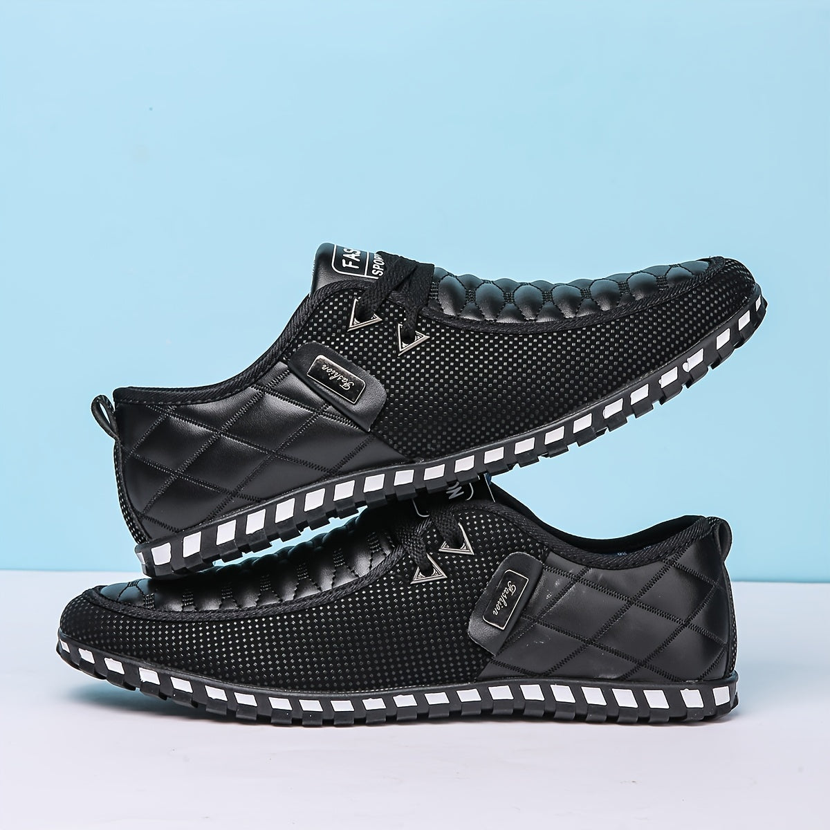 Men's Round Toe PU Leather Slip on Shoes Lightweight Comfortable Dress Shoes
