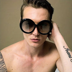 Oversize Oval Sunglasses Thick Frame UV Protection