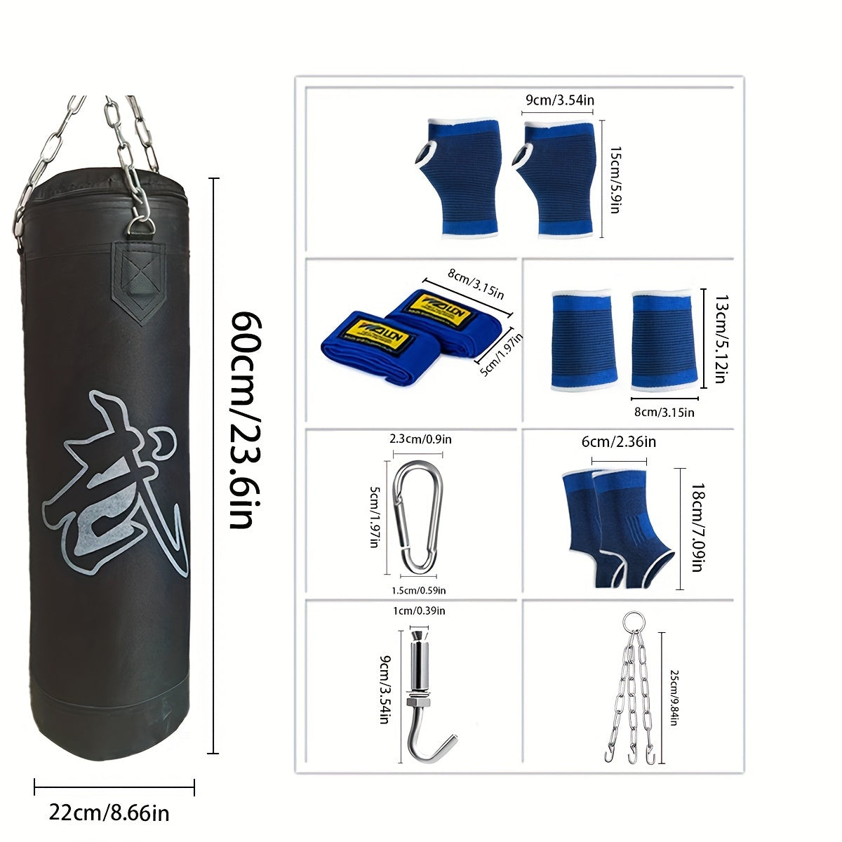 62in Oxford Cloth Boxing Bag Set Heavy Duty With Gloves For Taekwondo Home Gym