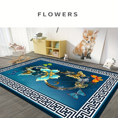 Geometric Butterfly Pattern Kitchen Rug