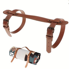 Adjustable PU Leather Picnic Mat Strap