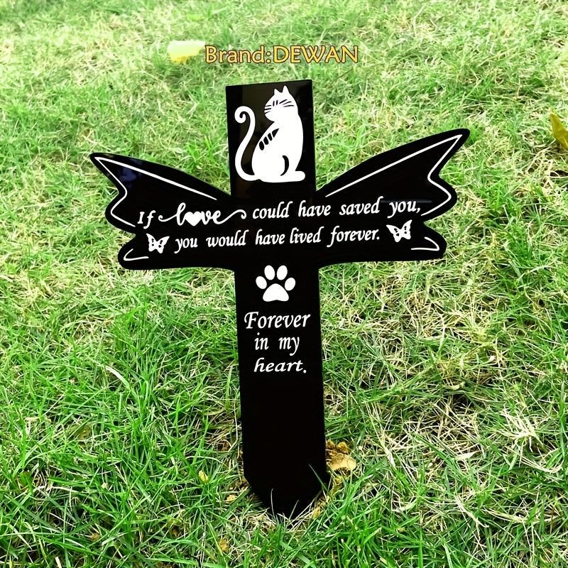 Angel Wing Acrylic Pet Memorial Grave Tombstone for Cat or Dog