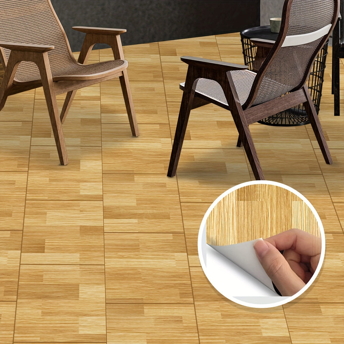 Classic Wood Grain Waterproof Floor Stickers Set of 4