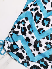 Leopard Chevron Print Tankini Set Lace Up Side Cami Top