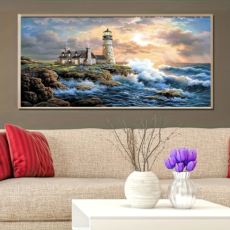 5D Lighthouse Diamond Painting Set - DIY Full Round Crystal Rhinestone Embroider