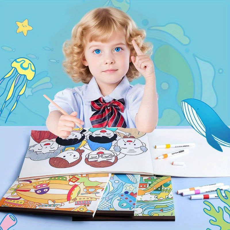 XL Space & Ocean Coloring Book Ages 3-8 Planets Stars Fish Sea Creatures
