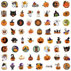60pcs Halloween Stickers Pumpkins & Spooky Vinyl Pack Water Bottles