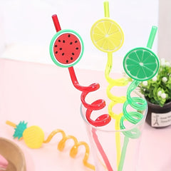 4pcs Reusable Fruit Drinking Straws For Kids Birthday Party
