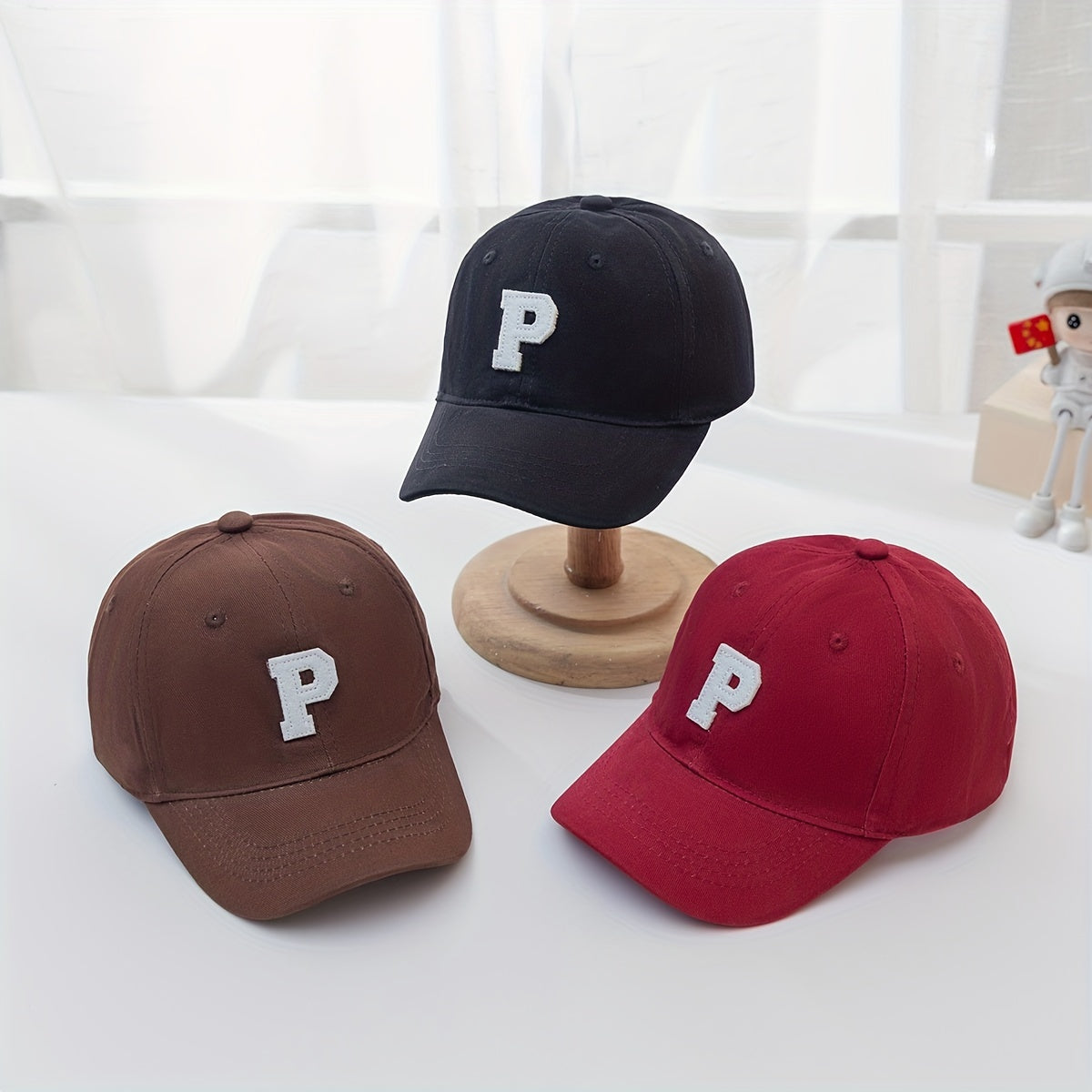Boys P Letter Embroidered Baseball Cap Adjustable Comfortable Sun Hat