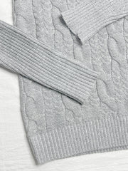 Solid Cable Sweater Men's Warm Crew Neck Pullover For Fall Winter