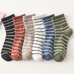 6 Pairs Striped Sports Socks Women's Mid Tube Stockings