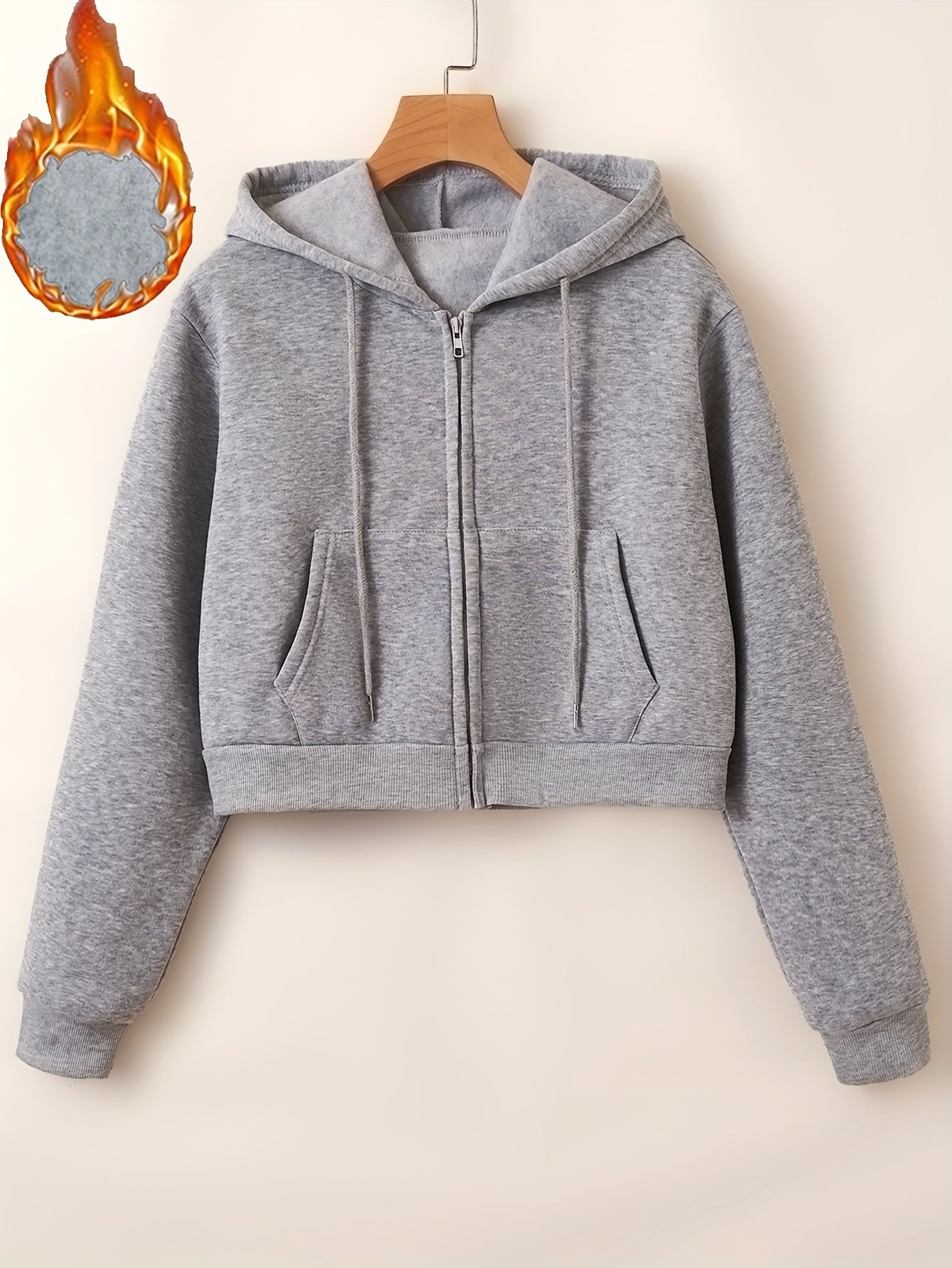 Women's Cropped Hoodie Sweatshirt With Pockets