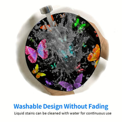 Colorful Butterfly Circular Sewn Edge Mouse Pad for Work Games Desktop Laptop