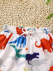 3D Print Dino Beach Trunks Kids Swimming Shorts