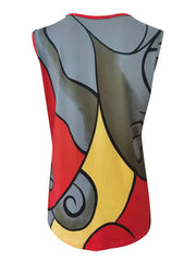 Abstract Print Tank Top Sleeveless Summer Casual