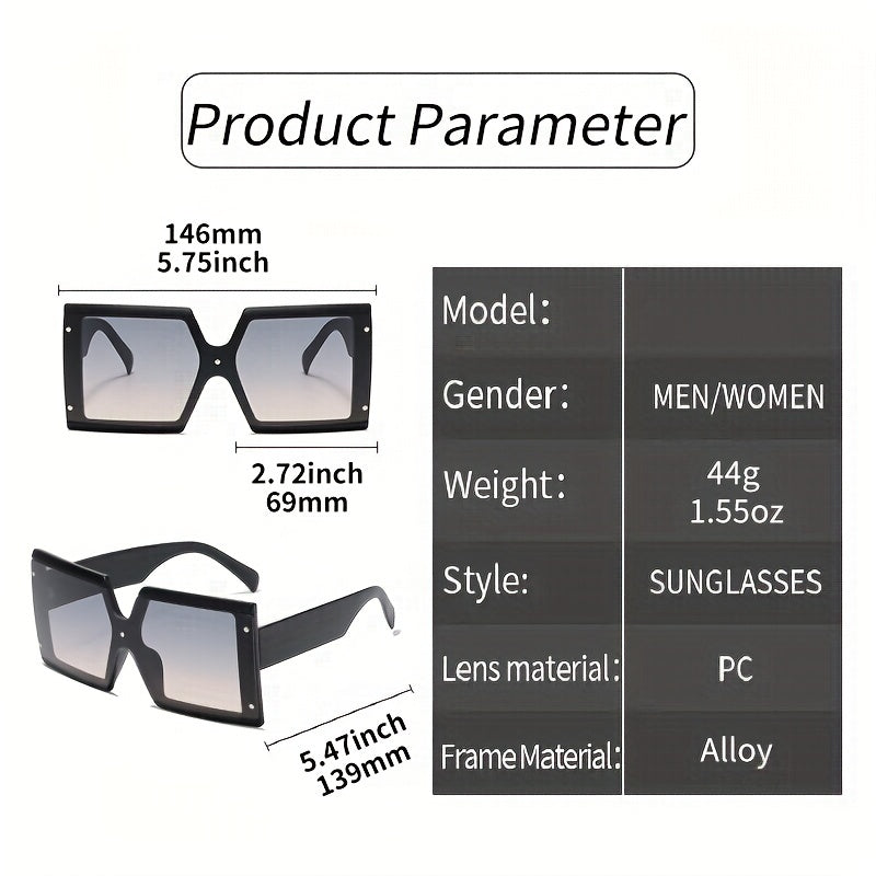 Oversized Square Frame Sunglasses Gradient Lens Glasses UV400