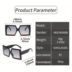 Oversized Square Frame Sunglasses Gradient Lens Glasses UV400