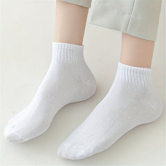 10 Pairs Solid Short Socks Soft & Lightweight All match Women's Stockings