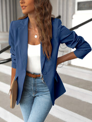 Solid Lapel Blazer Jacket Long Sleeve Work Office Women's Clothing